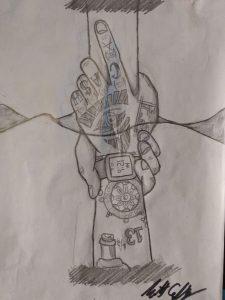 Something I drew in rehab, thats my arm with all my Tattoos, & I’m drowning. I didn’